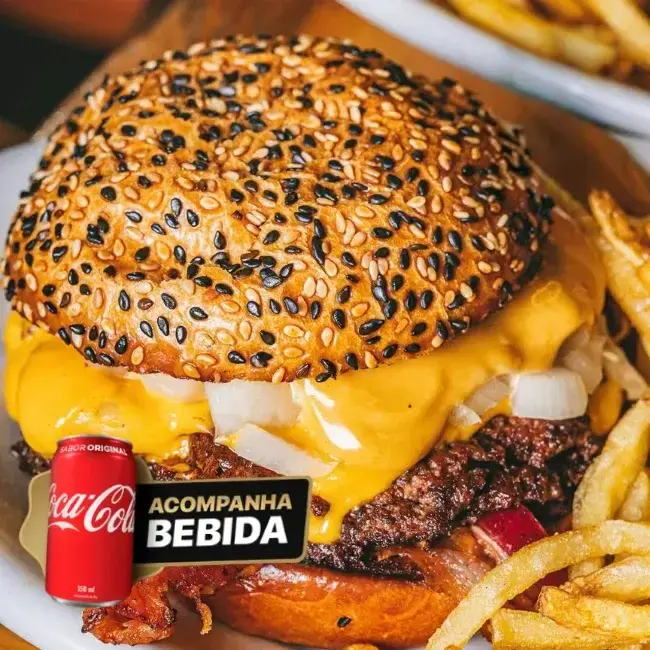 Smash Duplo Artesanal + Refrigerante + Batata Frita